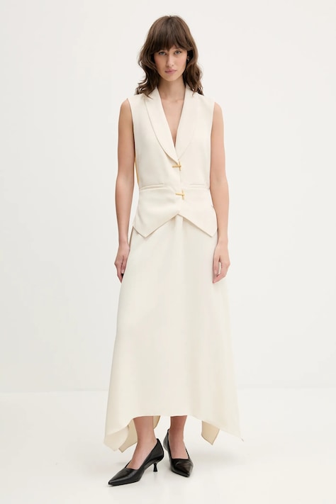 Stine Goya rochie culoarea bej, maxi, evazată, SG-SS25-D115-2347