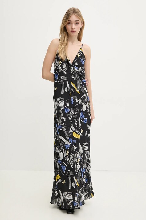 Moschino Jeans rochie culoarea negru, maxi, mulată, 0464 3243