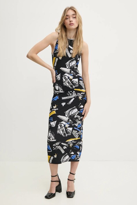 Moschino Jeans rochie culoarea negru, maxi, mulată, 0471 3242