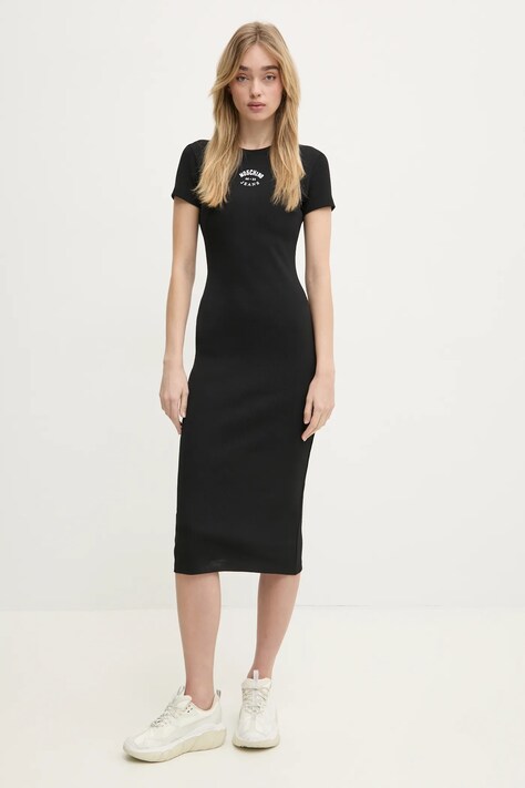 Moschino Jeans rochie culoarea negru, maxi, mulată, 0467 3230