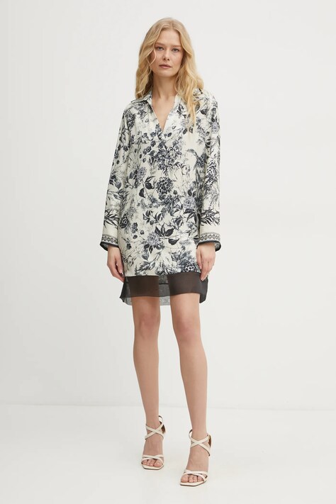 Šaty Simona Corsellini béžová barva, mini, oversize, P25CPAB001