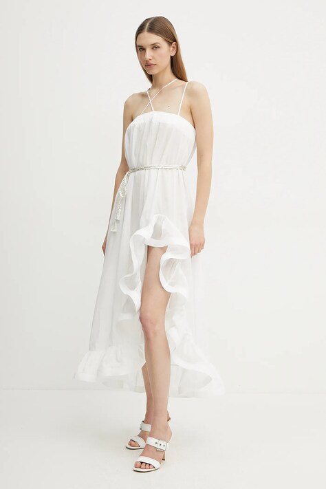 Simona Corsellini rochie din bumbac culoarea alb, midi, evazată, P25CPAB046
