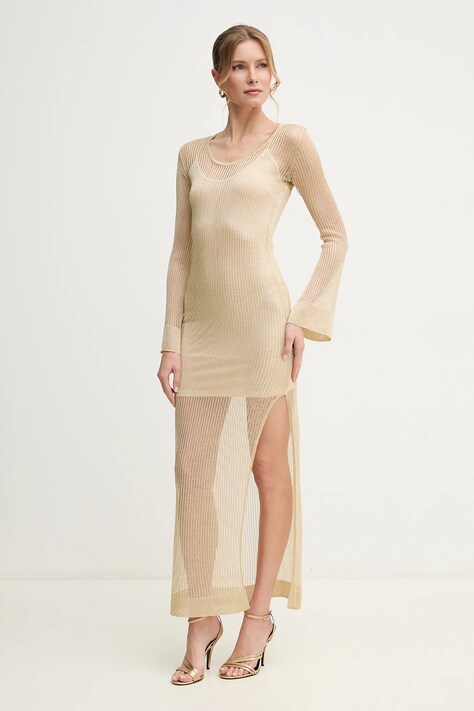 Simona Corsellini rochie culoarea auriu, maxi, mulată, P25CPABO02