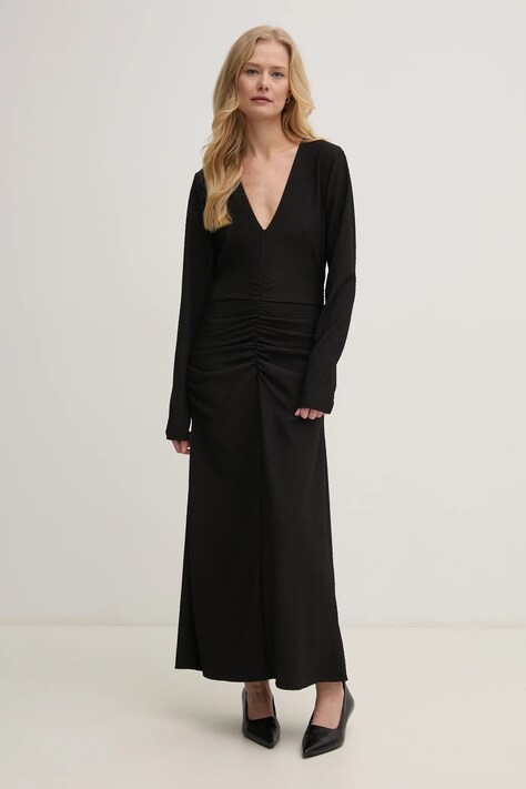 Gestuz rochie culoarea negru, maxi, mulată, 10909686