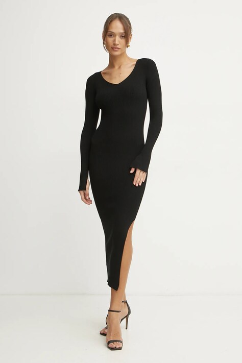 MAX&Co. rochie culoarea negru, maxi, mulată, 2516321011200