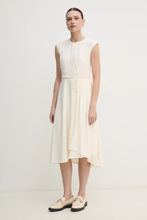 Dkny rochie culoarea bej, midi, evazată, DD4KC366