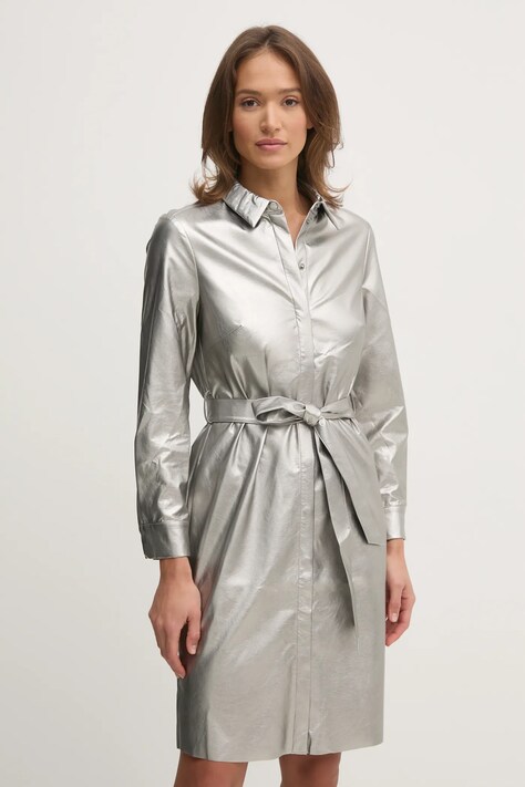 OUI rochie culoarea argintiu, mini, evazată, 90946