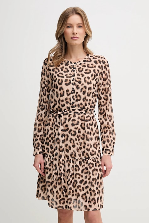 OUI rochie culoarea bej, midi, dreaptă, 91807