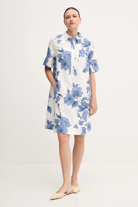 OUI rochie din bumbac culoarea alb, mini, dreaptă, 92869