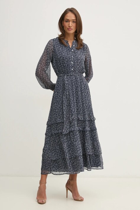 Pepe Jeans rochie CAMELIA culoarea bleumarin, maxi, evazată, PL953679