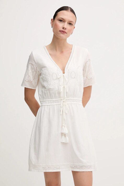 Šaty Pepe Jeans EDEN béžová barva, mini, PL953699