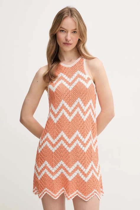 Pepe Jeans ruha ORIANA DRESS narancssárga, mini, testhezálló, PL953728