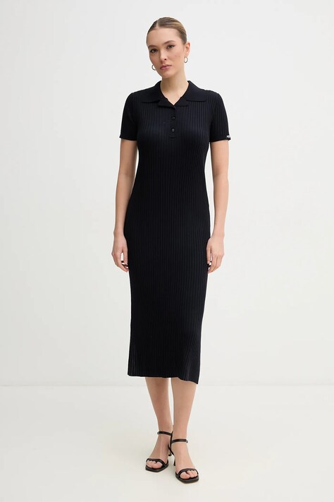 Pepe Jeans rochie PATRICIA culoarea bleumarin, midi, mulată, PL953730