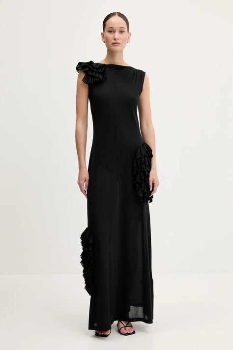 Šaty MSGM černá barva, maxi, 3842MDA49.257310