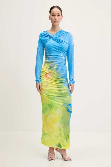 Šaty MSGM modrá barva, maxi, přiléhavé, 3842MDA47.257361