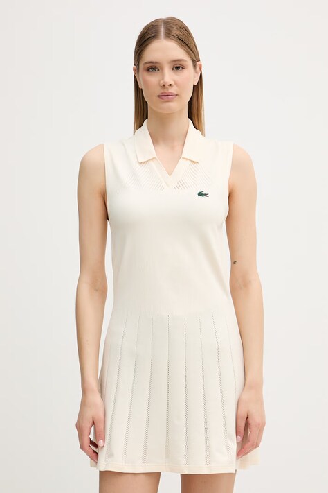 Lacoste sukienka beżowa gładka EF0615
