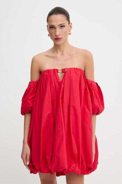 Pinko rochie din bumbac culoarea roșu, mini, oversize, 105211 A2LD