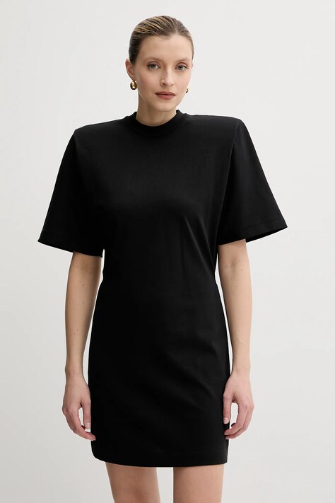 Pinko rochie din bumbac culoarea negru, mini, dreaptă, 105220 A2M2