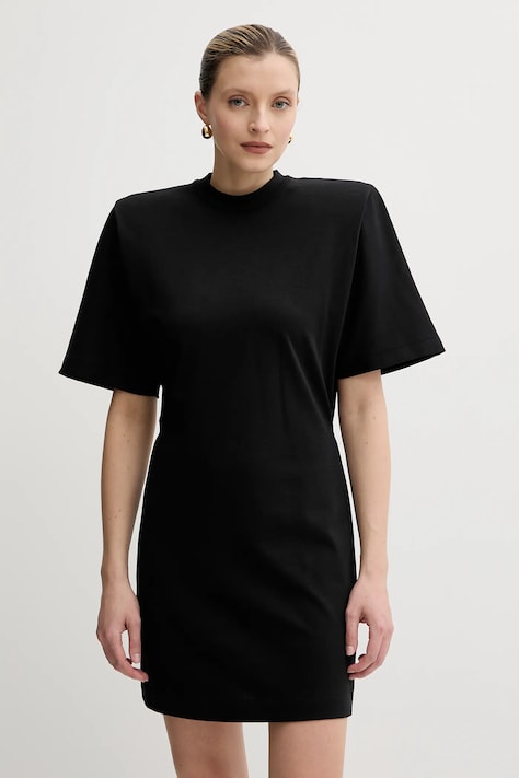 Pinko rochie din bumbac culoarea negru, mini, dreaptă, 105220 A2M2