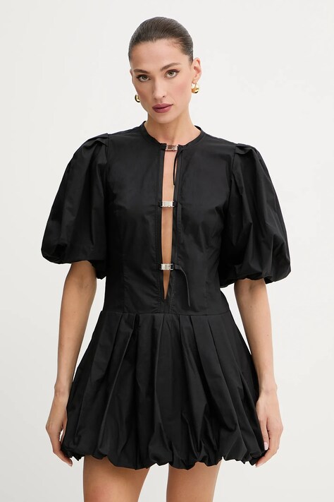 Pinko rochie din bumbac culoarea negru, mini, evazați, 105212 A2LD