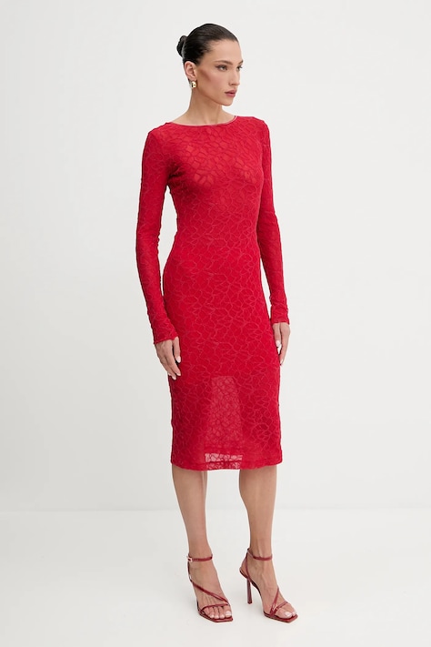 Haljina Pinko boja: crvena, midi, uski kroj, 105227 A2M5