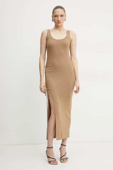 Vlněné šaty MICHAEL Michael Kors zelená barva, maxi, MR582UH4VR