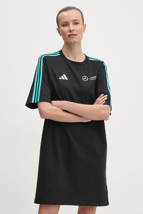 Bavlněné šaty adidas x Mercedes černá barva, mini, oversize, JV5426