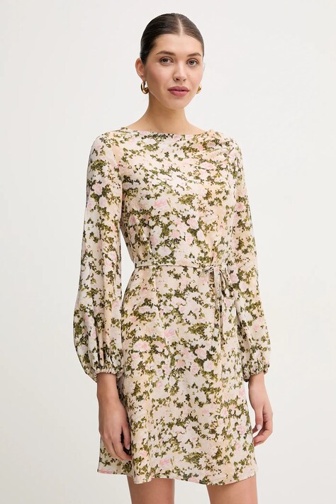 Hedvábné šaty Weekend Max Mara béžová barva, mini, 2515221041600