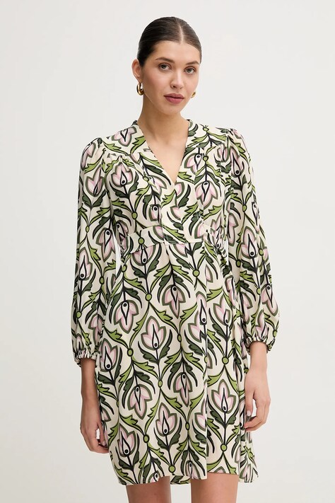 Hedvábné šaty Weekend Max Mara béžová barva, mini, 2515221061600