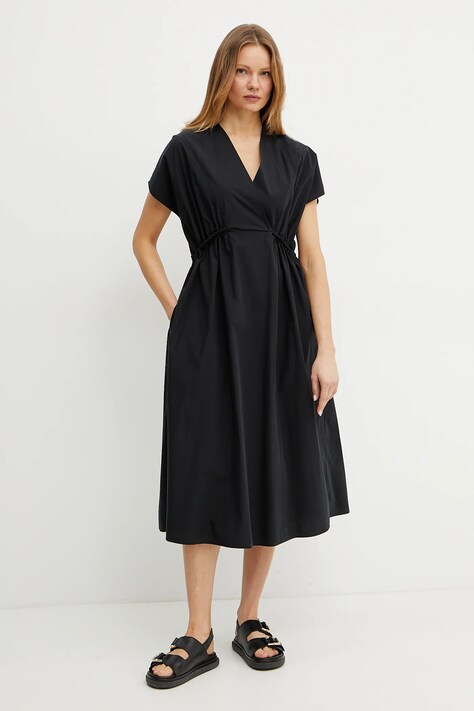 Bavlněné šaty Weekend Max Mara černá barva, midi, 2515221052600