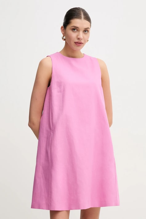 Šaty s příměsí lnu Weekend Max Mara fialová barva, mini, 2515221102600