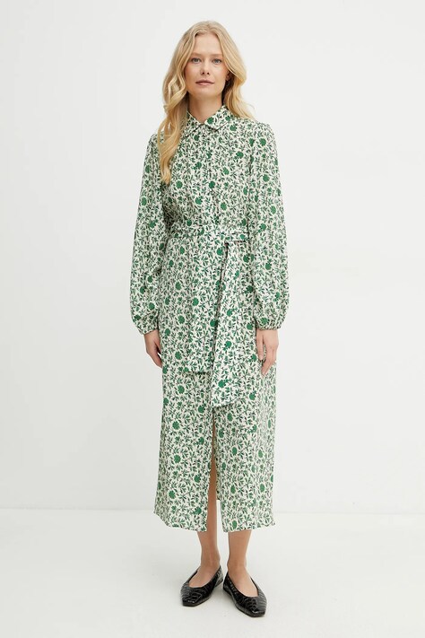 Weekend Max Mara rochie de mătase culoarea verde, maxi, evazată, 2515221122600
