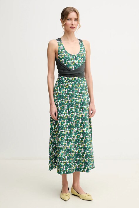 Bavlněné šaty Weekend Max Mara zelená barva, midi, 2515621016600