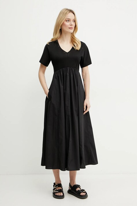 Weekend Max Mara rochie culoarea negru, midi, evazată, 2515621082600