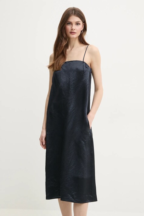 MM rochie culoarea bleumarin, midi, evazată, 2516221017600