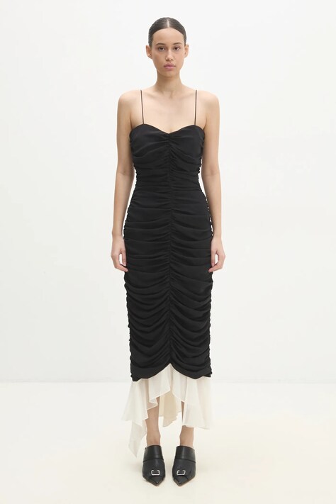 Rotate sukienka Two Layer Midi kolor czarny midi dopasowana 113494100
