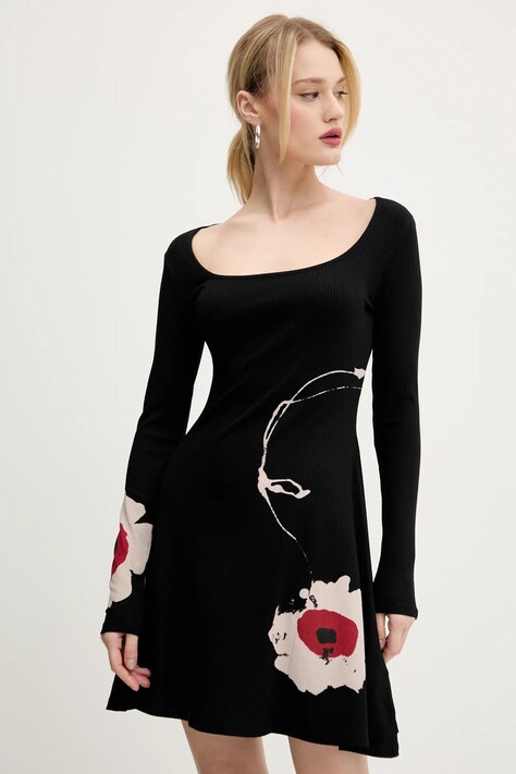 Šaty Desigual BRUJAS černá barva, mini, 25SWVK07