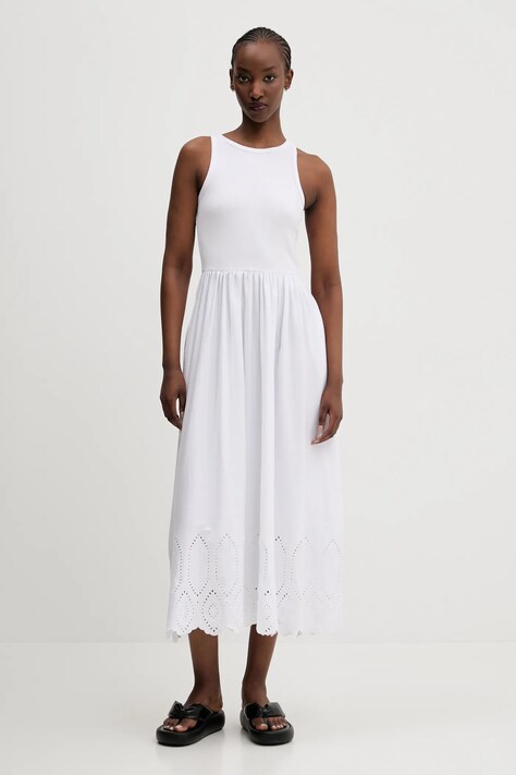 Desigual rochie DIJON culoarea alb, midi, evazată, 25SWVK58