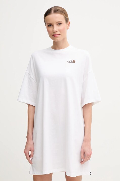 The North Face rochie Essential culoarea alb, mini, oversize, NF0A87NF94X1