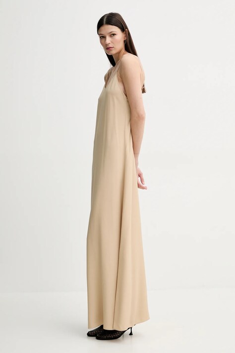 Filippa K rochie culoarea bej, maxi, evazată, 31176