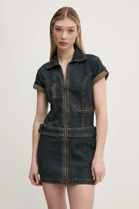 Guess Originals rochie din denim culoarea bleumarin, mini, mulată, W5RG68 D4ON1