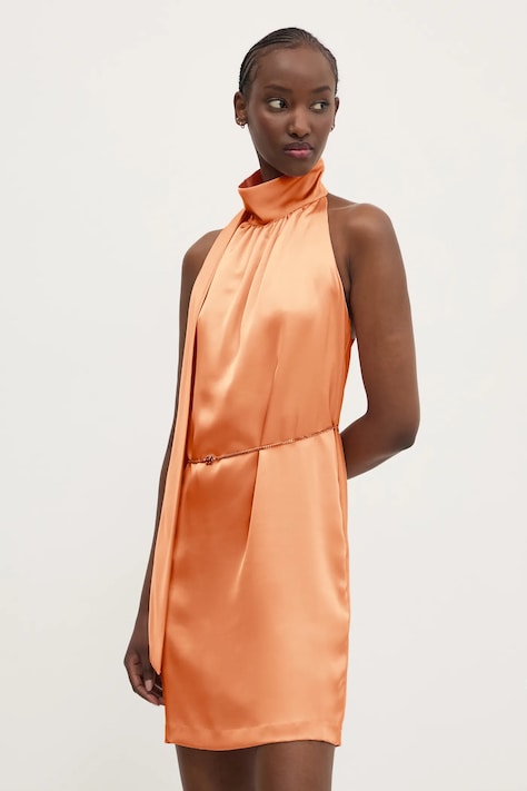 HUGO rochie culoarea portocaliu, mini, dreaptă, 50536440
