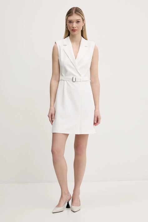 HUGO rochie culoarea alb, mini, mulată, 50537609