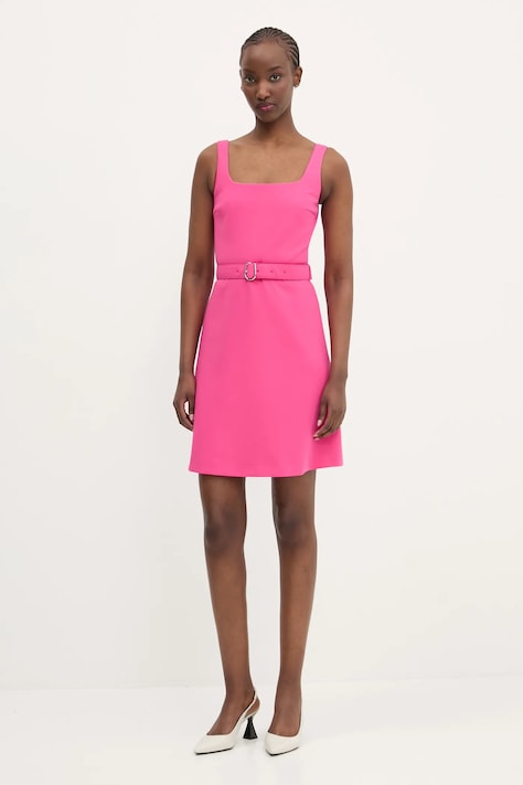 HUGO rochie culoarea roz, mini, evazată, 50537631