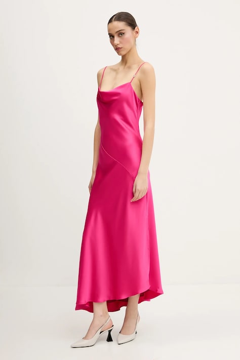 HUGO rochie culoarea roz, midi, evazată, 50538974