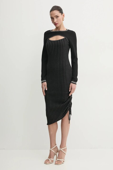 Liu Jo rochie culoarea negru, midi, mulată, TA5037 MS014