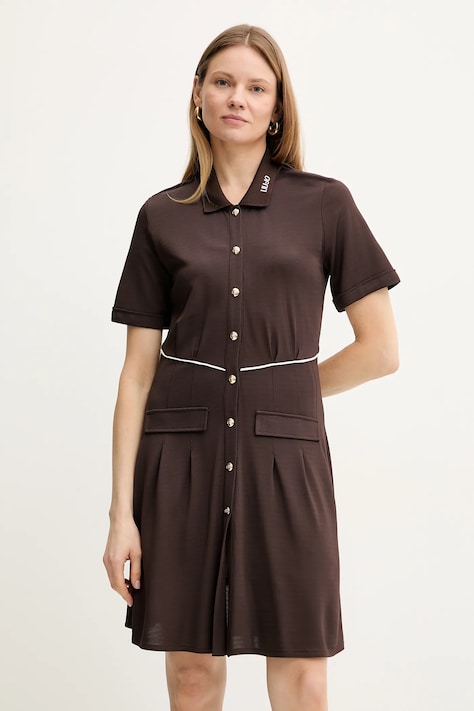 Liu Jo rochie culoarea maro, mini, dreaptă, TA5207 J4883