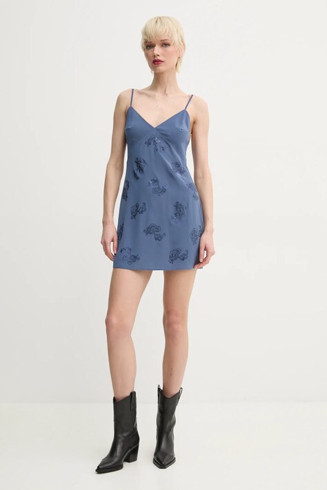 Hedvábné šaty ZADIG&VOLTAIRE modrá barva, mini, WWDR02386