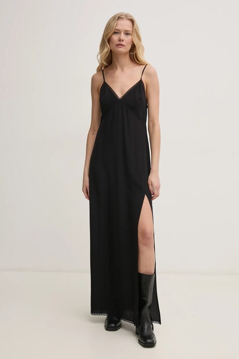 ZADIG&VOLTAIRE rochie de matase culoarea negru, maxi, evazată, WWDR02529