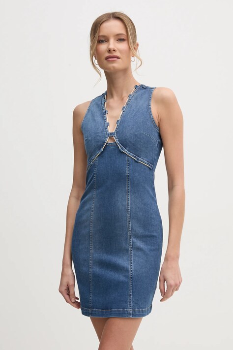 Liu Jo rochie din denim mini, dreaptă, UA5086 D4925